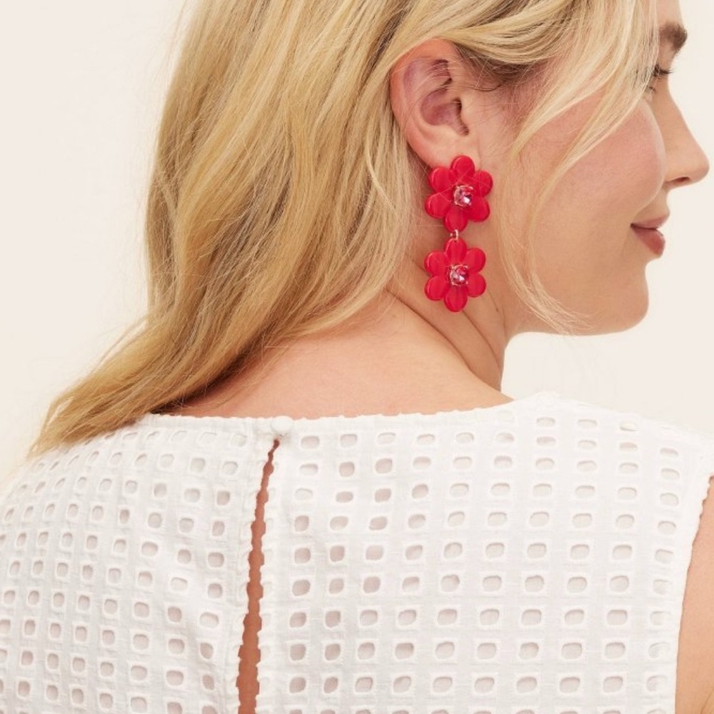 Kate Spade New York × Target Floral Linear Earrings Red New With Box